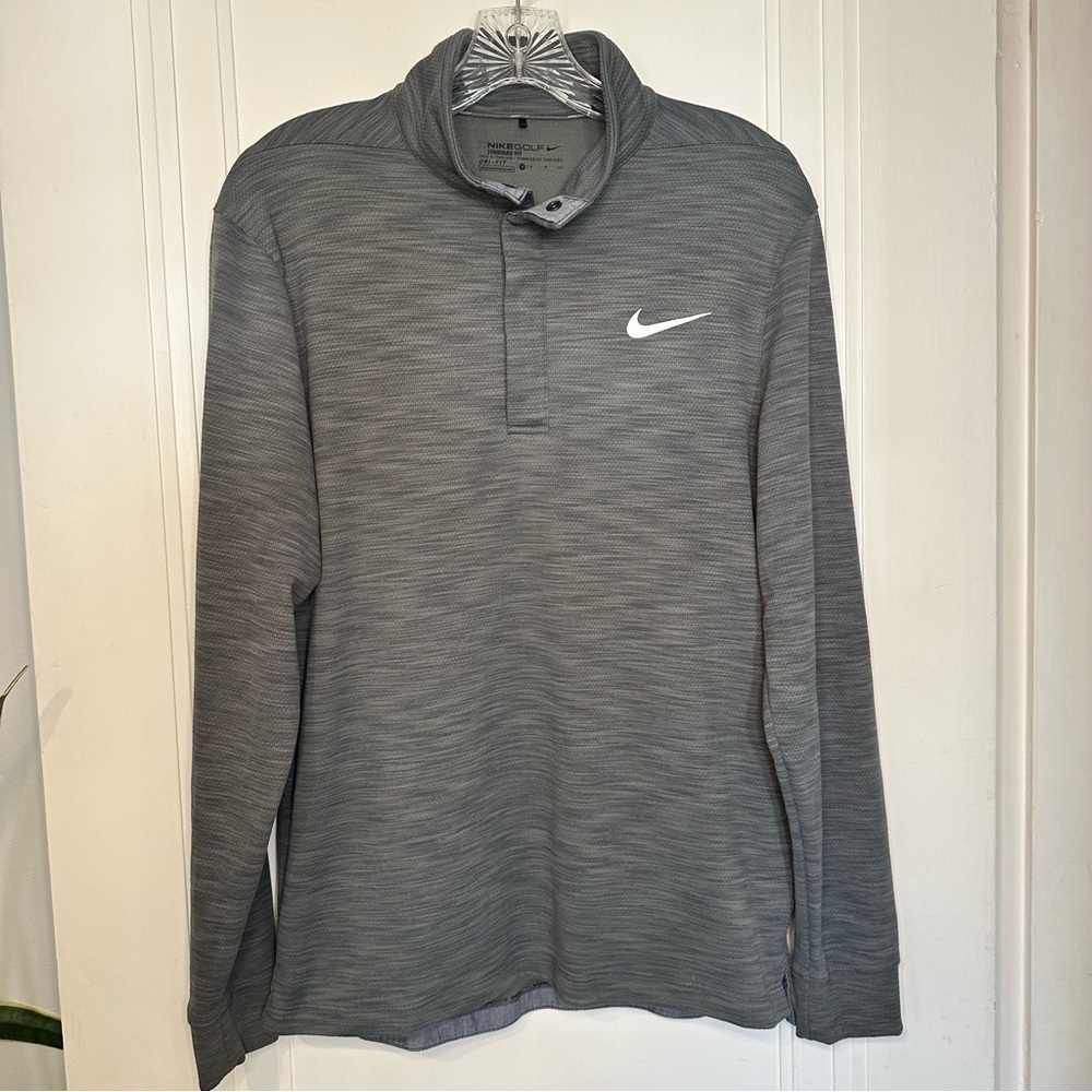 Nike Men’s Grey Long-Sleeve Dri-FIT Quarter-snap Pullover - Picture 1 of 9